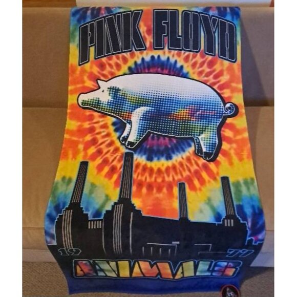 New Pink Floyd Animals Pig 1977 Beach Bath Pool Gift Towel Cotton Tie Dye Album - Picture 2 of 4
